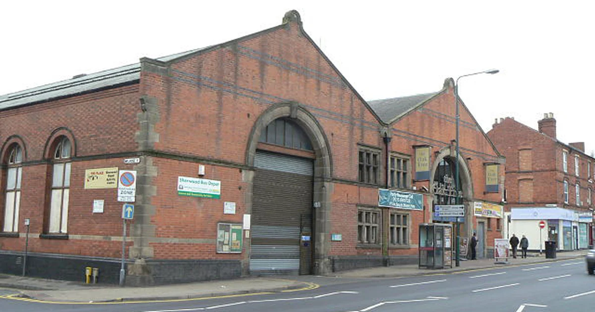 The former Sherwood Tram Depot on Mansfield Road, Nottingham, a red-brick industrial building that later served as CT4N's bus garage and headquarters.