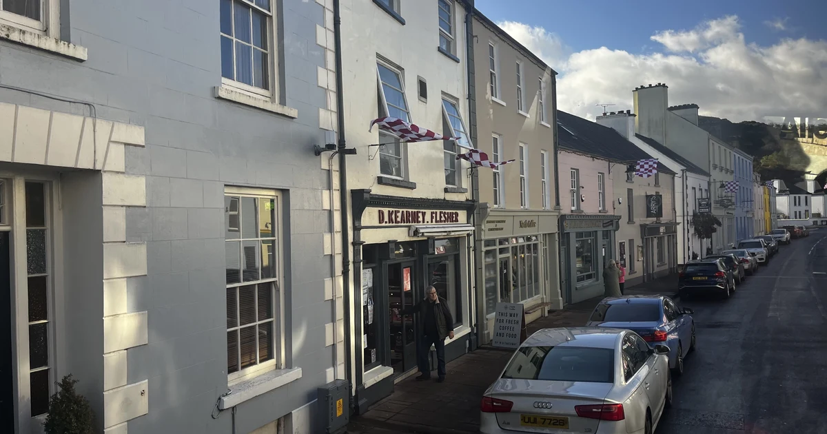 Mill Street in Cushendall, County Antrim, a general street scene in the village where Glens of Antrim Potatoes had a site.