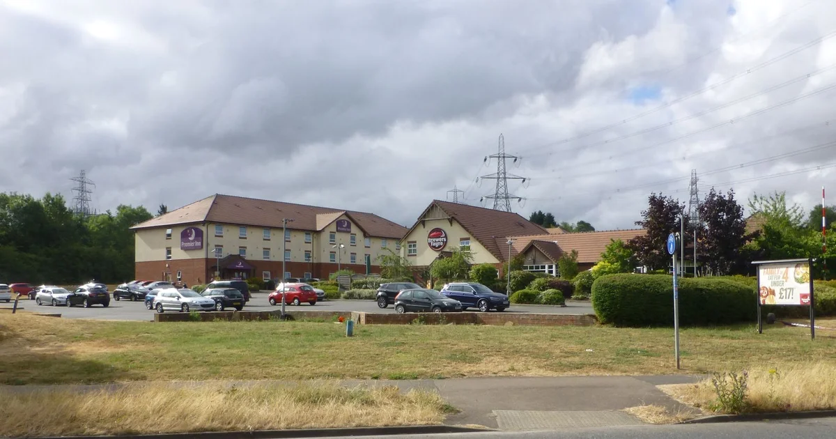 A Premier Inn hotel with an adjoining Brewers Fayre restaurant and car park.